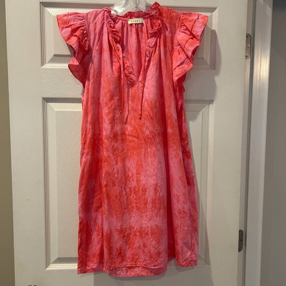 Stark X Poplin Tie Dye Dreamy Dress Ruffle Flutter Sleeve Size Small - Picture 6 of 16